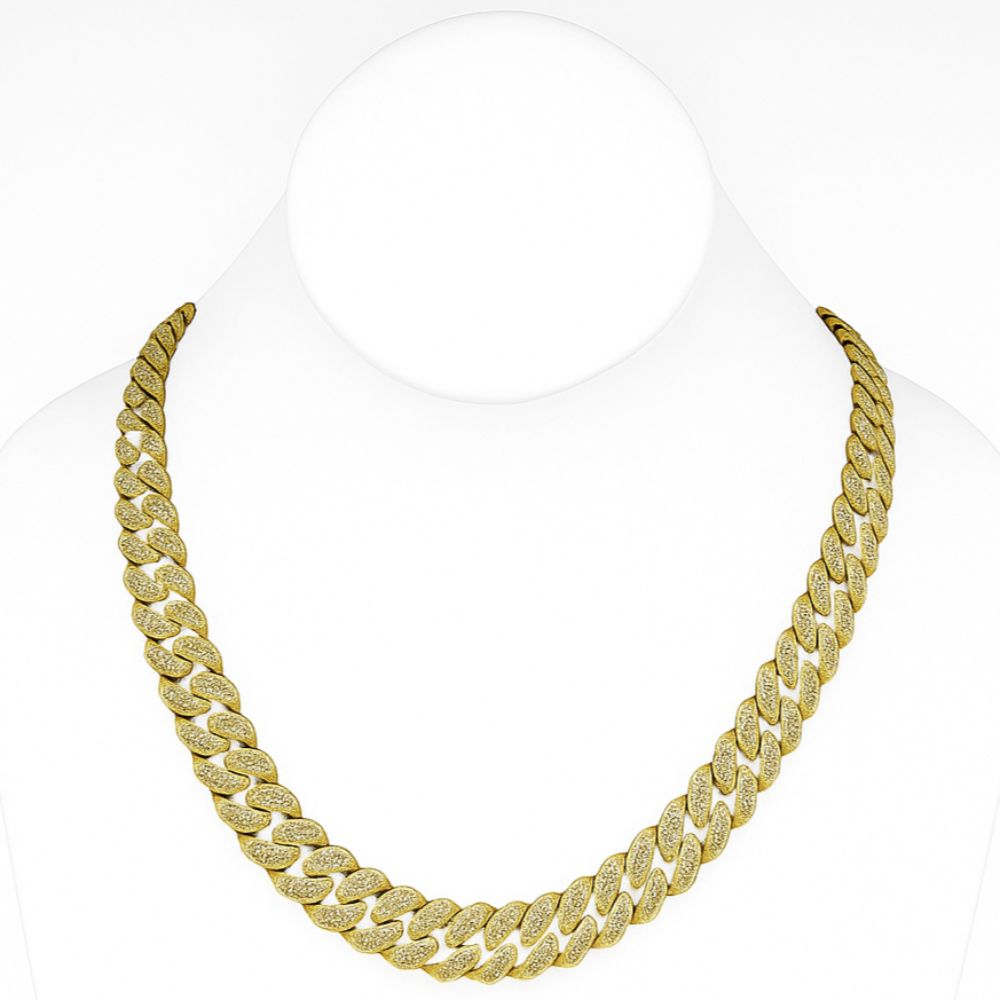 SPECIAL! 11MM 10.60ct 14KT Yellow Gold Diamond Round Cuban Necklace 24"