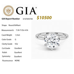 SPECIAL! 1.53CT G VS2 GIA CERTIFIED Round Brilliant Cut Natural Diamond