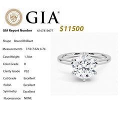 SPECIAL! 1.70CT H VS2 GIA CERTIFIED Round Brilliant Cut Natural Diamond