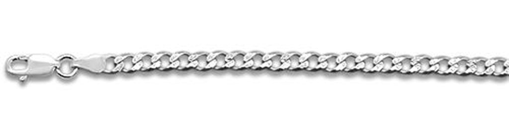 100-4MM Pave Curb Chain .925  Solid Sterling Silver Available in 7"- 30" inches NEW