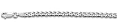 100-4MM Pave Curb Chain .925  Solid Sterling Silver Available in 7"- 30" inches NEW