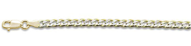 100-4MM Yellow Gold Plated Pave Curb Chain .925  Solid Sterling Silver Available in 7"- 32" inches NEW
