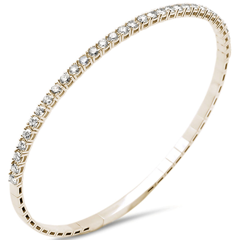SPECIAL! 1.97ct G SI 14K Yellow Gold Round Diamond Flexible Bangle Bracelet