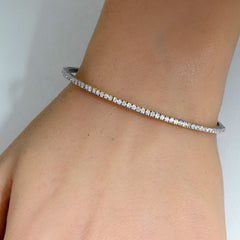 SPECIAL! .99ct G SI 14K White Gold Round Diamond Flexible Tennis Bangle Bracelet