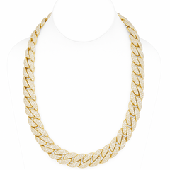 DIAMOND CLOSEOUT!  18mm 34.95ct G SI 14K Yellow Gold Diamond Cuban Link Chain 22"