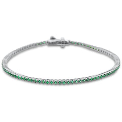 SPECIAL! 1.87ct 14K White Gold Natural Emerald Tennis Bracelet 7"