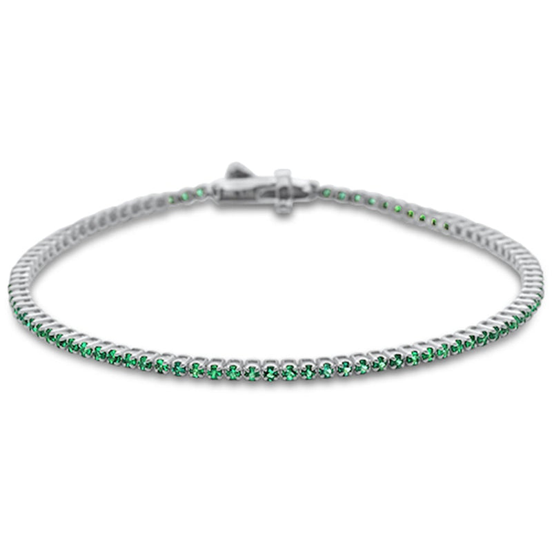 SPECIAL! 1.87ct 14K White Gold Natural Emerald Tennis Bracelet 7"