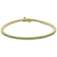 SPECIAL! 2.17ct 14K Yellow Gold Natural Emerald Tennis Bracelet 7"