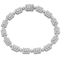 SPECIAL! 4.12ct G SI 14kt White Gold Round & Baguette Diamond Bracelet 8.5" Long