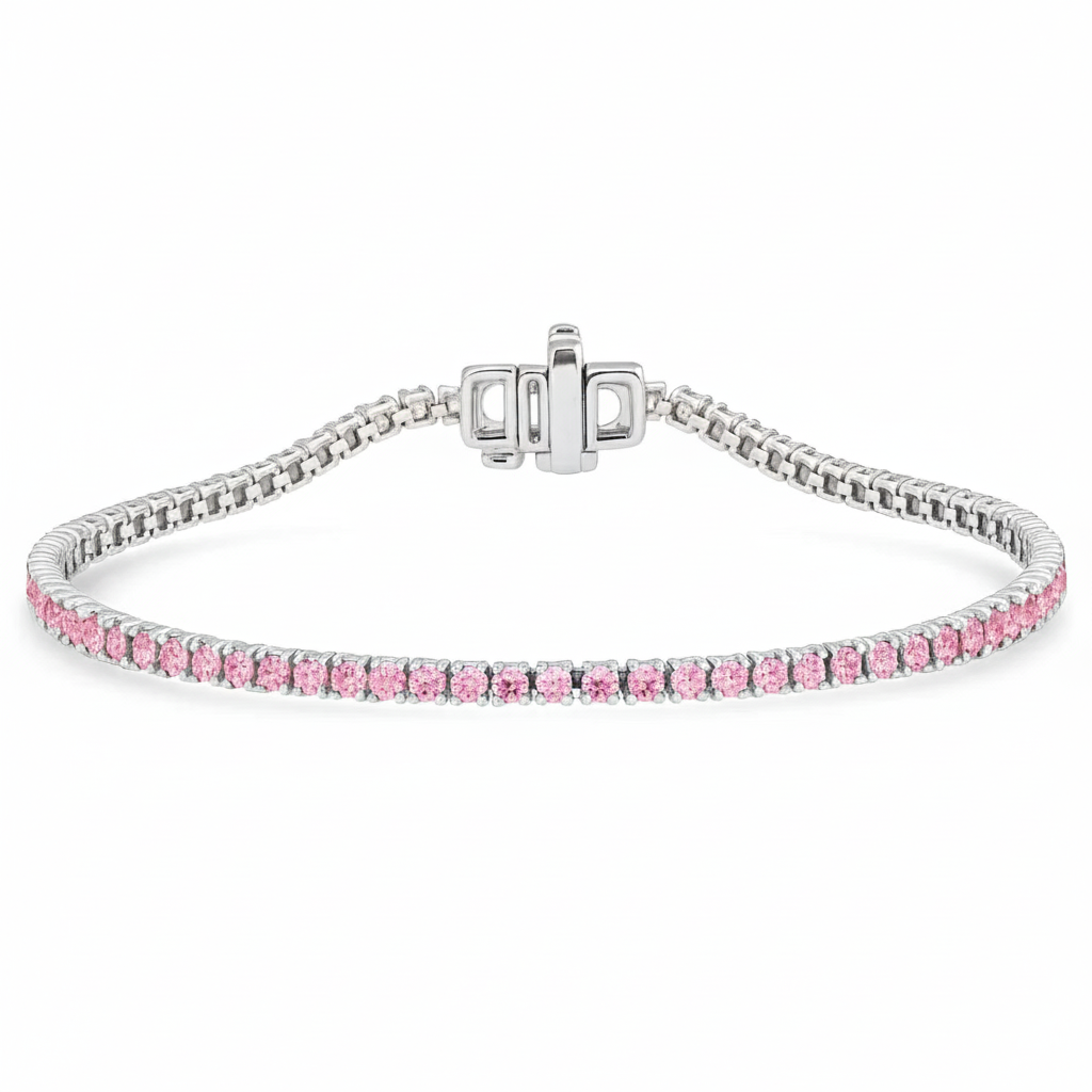 SPECIAL! 2.26ct G SI 14kt White Gold Pink Sapphire Tennis Bracelet 7" Long