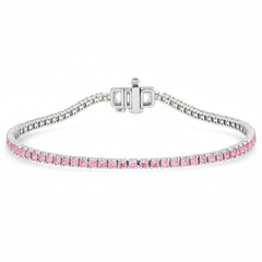 SPECIAL! 2.26ct G SI 14kt White Gold Pink Sapphire Tennis Bracelet 7" Long
