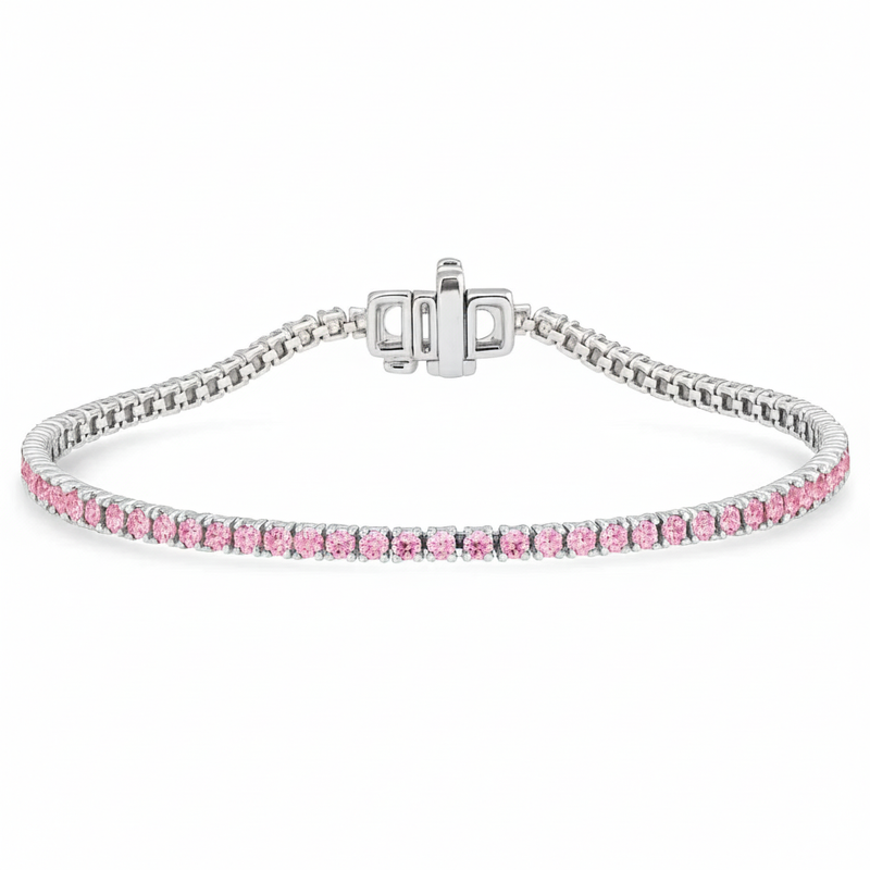 SPECIAL! 2.26ct G SI 14kt White Gold Pink Sapphire Tennis Bracelet 7" Long