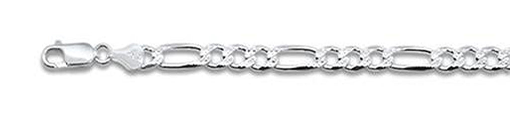 120-5MM Pave Figaro Chain .925  Solid Sterling Silver Available in 7"- 26" inches NEW