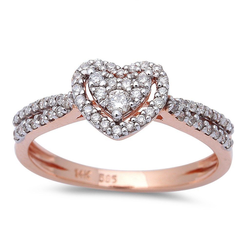 DIAMOND  CLOSEOUT! .31ct Heart Shaped Halo Diamond Engagement Wedding Ring 14kt Rose Gold
