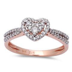 DIAMOND  CLOSEOUT! .31ct Heart Shaped Halo Diamond Engagement Wedding Ring 14kt Rose Gold