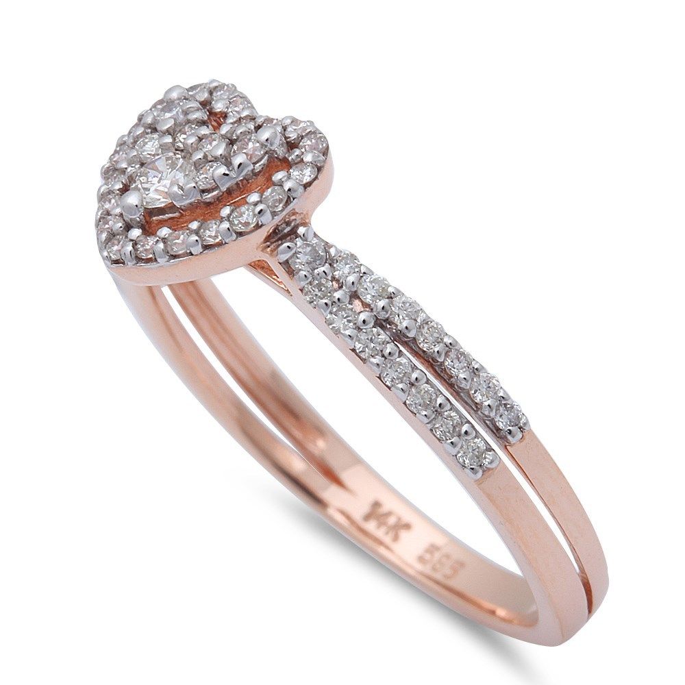DIAMOND  CLOSEOUT! .31ct Heart Shaped Halo Diamond Engagement Wedding Ring 14kt Rose Gold