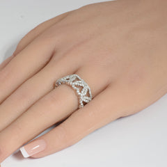 DIAMOND CLOSEOUT!  1.01ct 14k White Gold Infinity Hearts Diamond Band Size 6.5