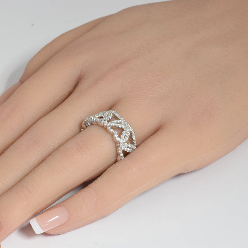 DIAMOND CLOSEOUT!  1.01ct 14k White Gold Infinity Hearts Diamond Band Size 6.5