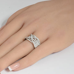 DIAMOND CLOSEOUT! 1.02ct 14k White Gold Diamond Statement Band Ring Size 6.5