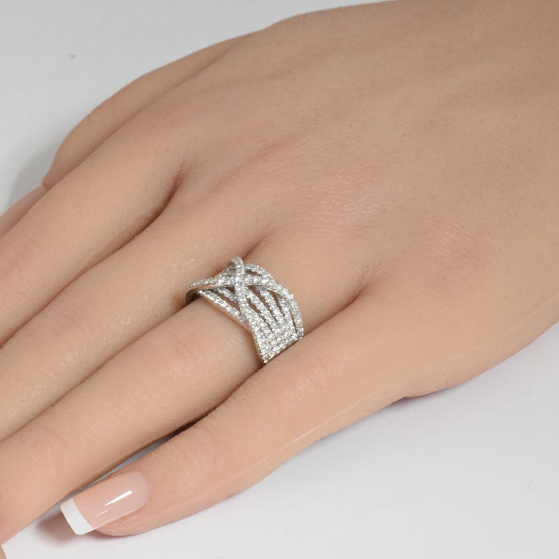 DIAMOND CLOSEOUT! 1.02ct 14k White Gold Diamond Statement Band Ring Size 6.5