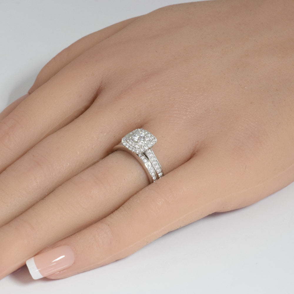 DIAMOND CLOSEOUT! .75ct 14k White Gold Diamond Engagement Bridal Set Ring Size 6.5