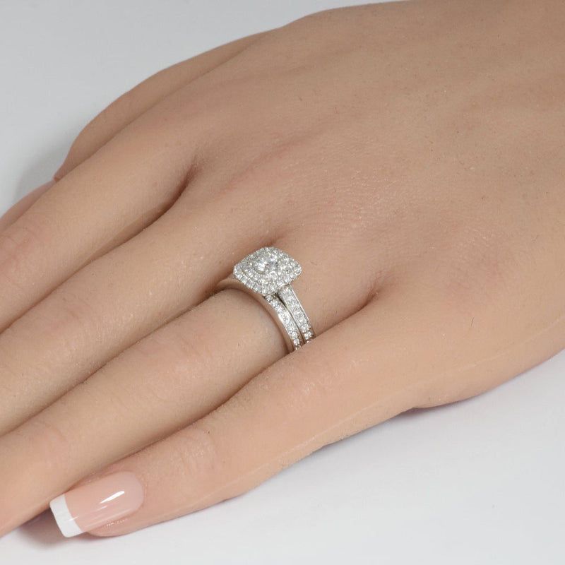 DIAMOND CLOSEOUT! .75ct 14k White Gold Diamond Engagement Bridal Set Ring Size 6.5