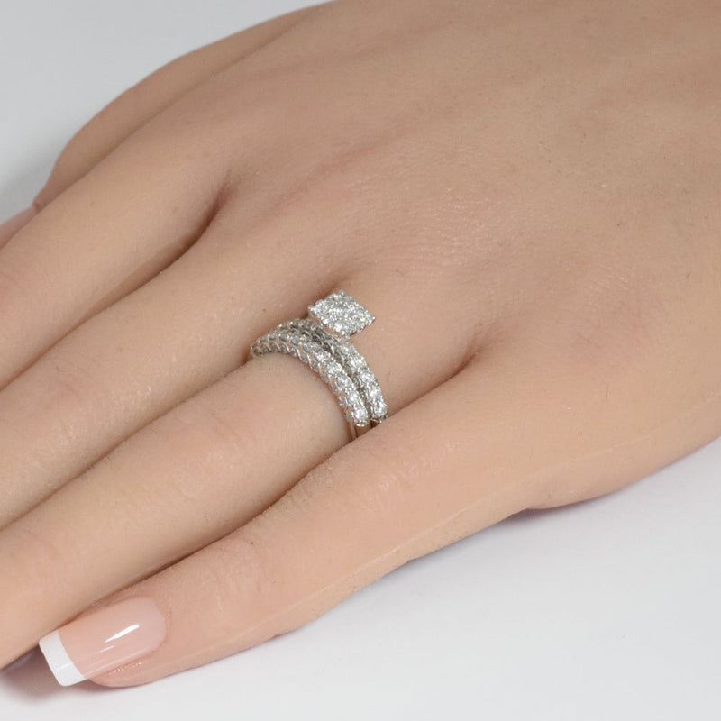 DIAMOND CLOSEOUT!  1.0ct 14k White Gold Round Diamond Engagement Ring Bridal Set Size 6.5