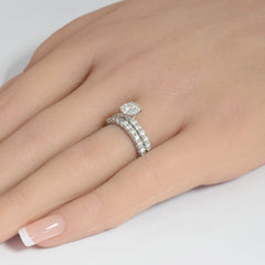 DIAMOND CLOSEOUT! 1.00ct 14k White Gold Round Diamond Engagement Ring Bridal Set Size 6.5