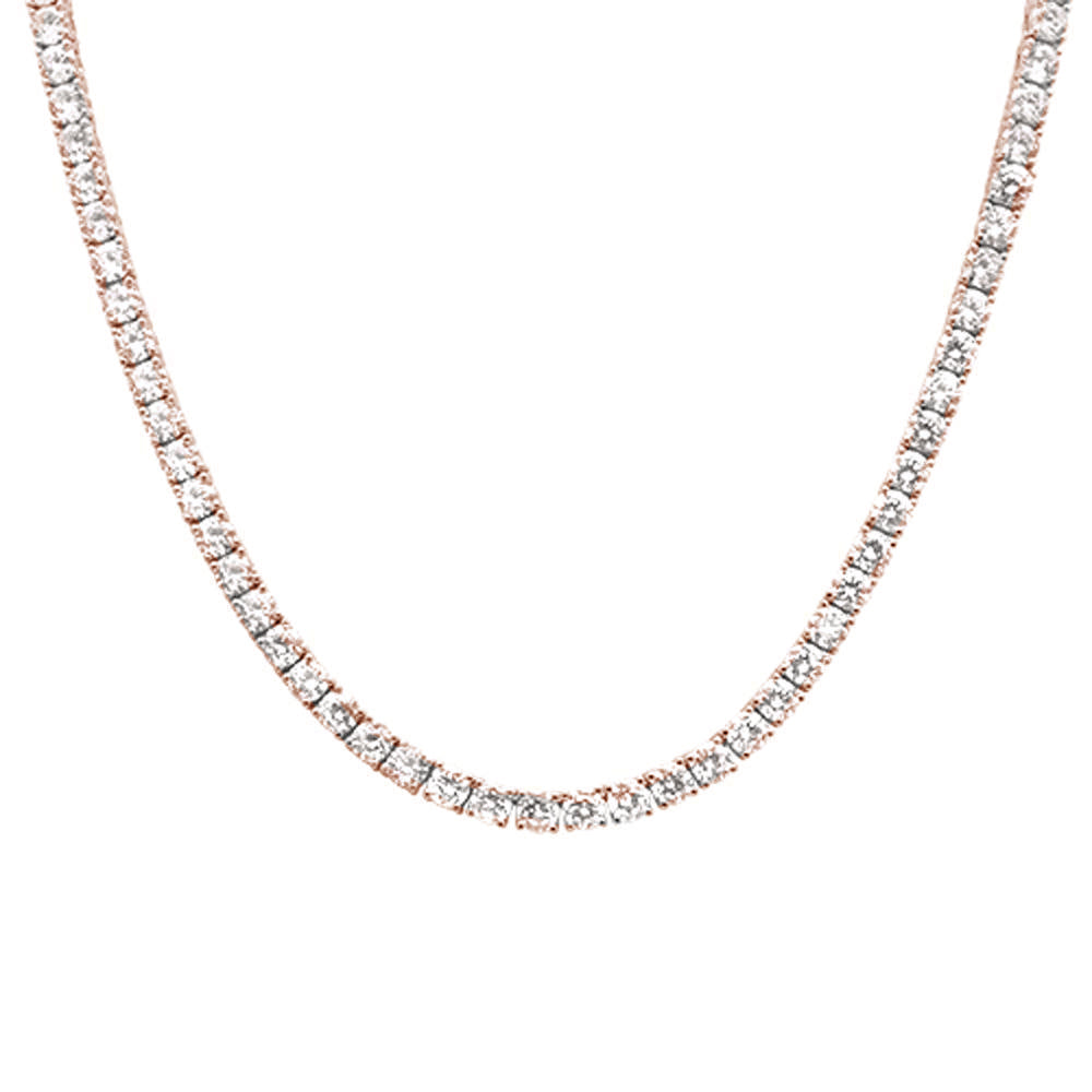 5MM Available 2 Colors Round Cubic Zirconia Necklace .925 Sterling Silver 18",22"