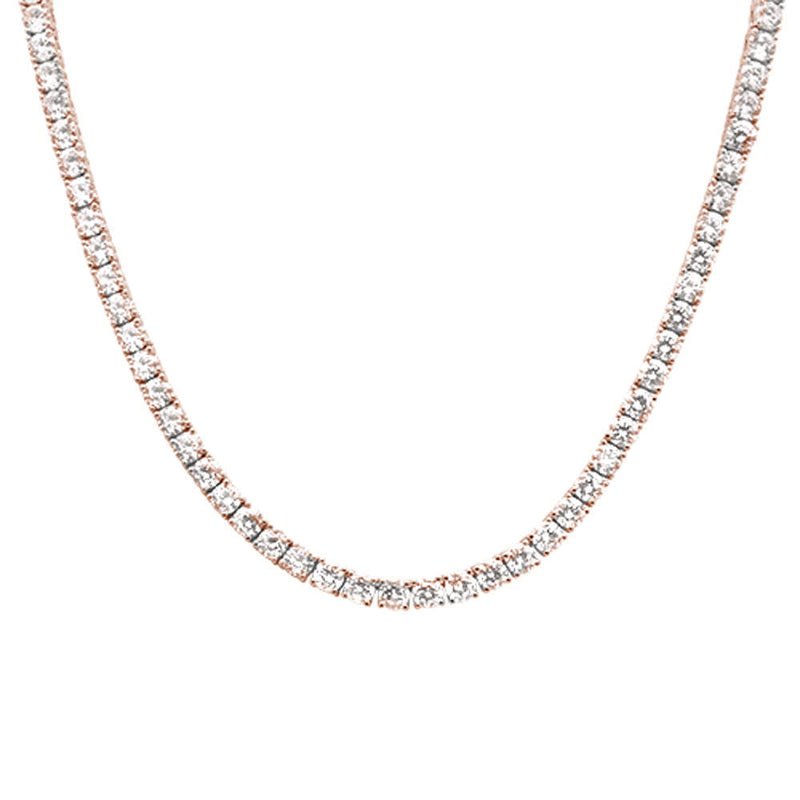 5MM Available 2 Colors Round Cubic Zirconia Necklace .925 Sterling Silver 18",22"