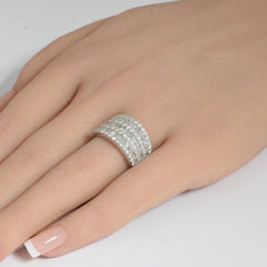 DIAMOND CLOSEOUT! 1.86ct G SI 14K White Gold Women's Round & Baguette Diamond Ring Band Size 7