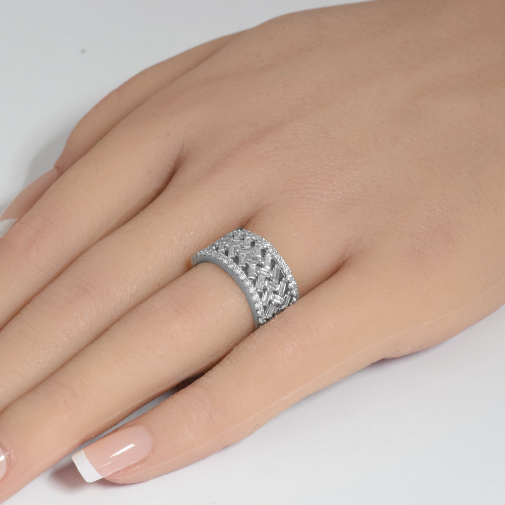 DIAMOND CLOSEOUT!  .95ct G SI 14K White Gold Round & Baguette Diamond Ring