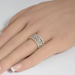 DIAMOND CLOSEOUT! .96ct G SI 14K Yellow Gold Round & Baguette Diamond Ring