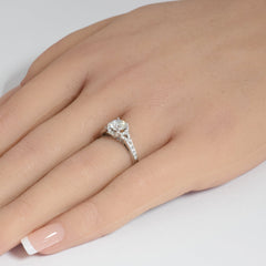 DIAMOND CLOSEOUT! .96ct G SI 14K White Gold Round Diamond Halo Engagement Ring Size 6.5
