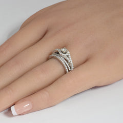 DIAMOND CLOSEOUT! .92ct G SI 14K White Gold Diamond Wrap Around Halo Engagement Ring Set
