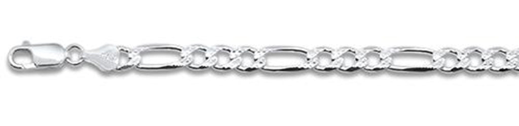 150-6.2MM  Pave Figaro Chain .925  Solid Sterling Silver Available in 7"- 30" inches NEW