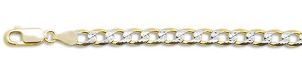 150-6MM Yellow Gold Plated Pave Curb Chain .925  Solid Sterling Silver Available in 8"- 32" inches NEW