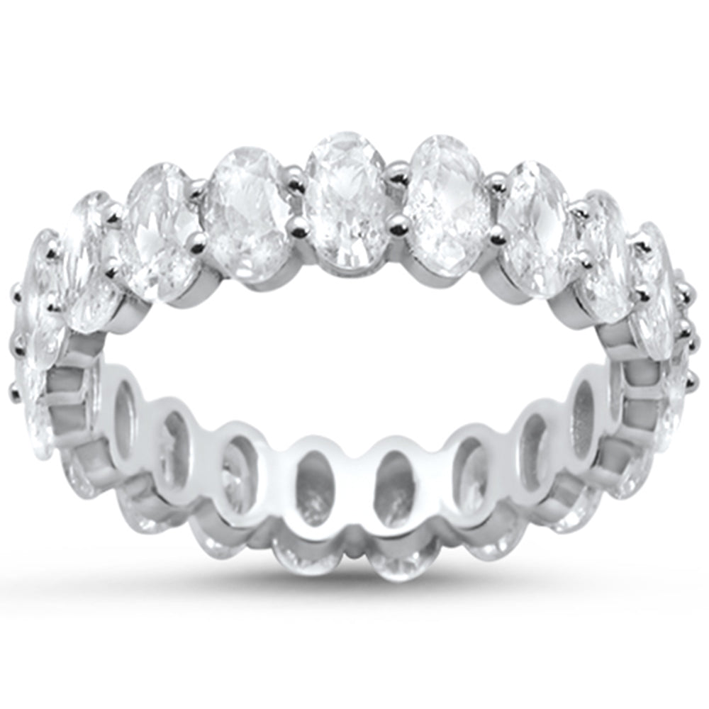 SPECIAL! 2.96ct G SI 14K White Gold Oval Diamond Eternity Band Ring Size 6.5