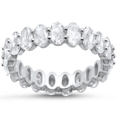 SPECIAL! 2.96ct G SI 14K White Gold Oval Diamond Eternity Band Ring Size 6.5