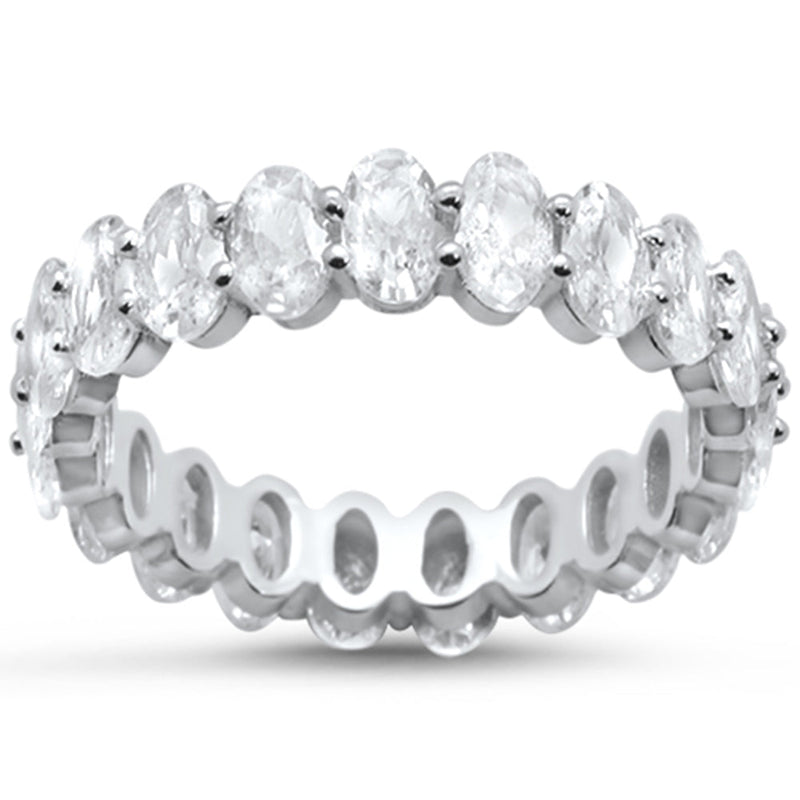 SPECIAL! 2.96ct G SI 14K White Gold Oval Diamond Eternity Band Ring Size 6.5