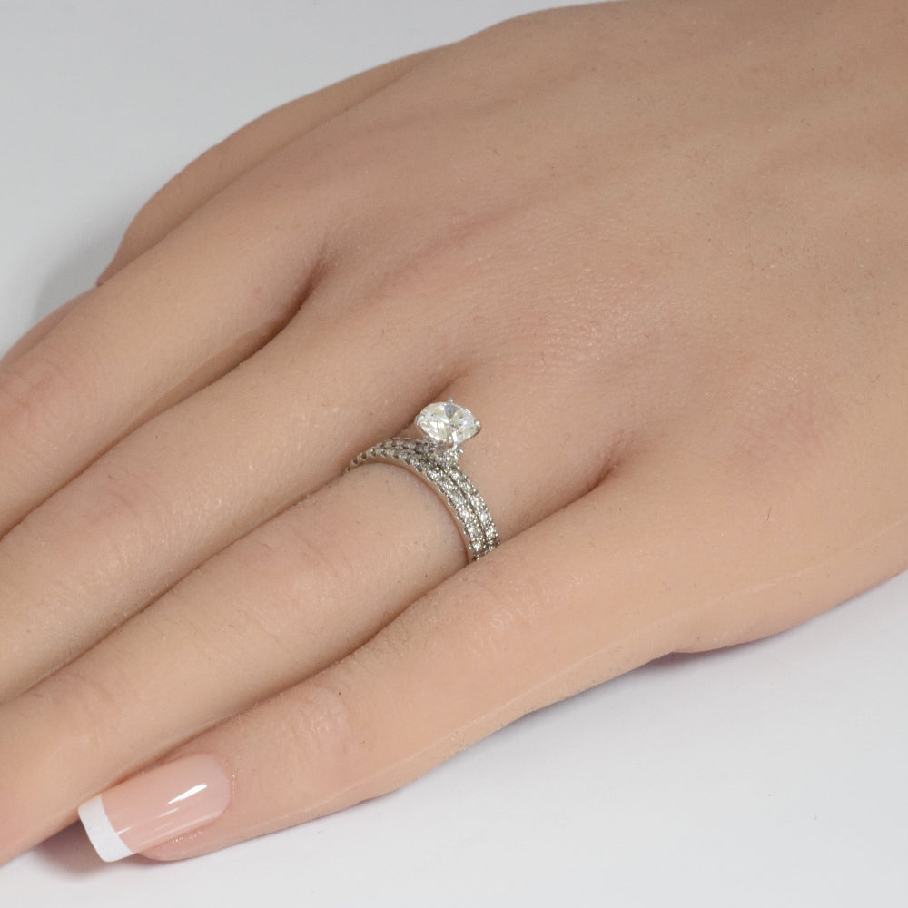 SPECIAL!1.21ct G SI 14K White Gold Diamond 2 Piece Bridal Engagement Ring Set  Size 6.5