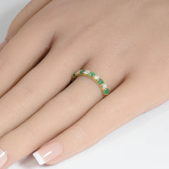 SPECIAL! 1.67ct G SI 14K Yellow Gold Diamond & Emerald Eternity Band Ring Size 7