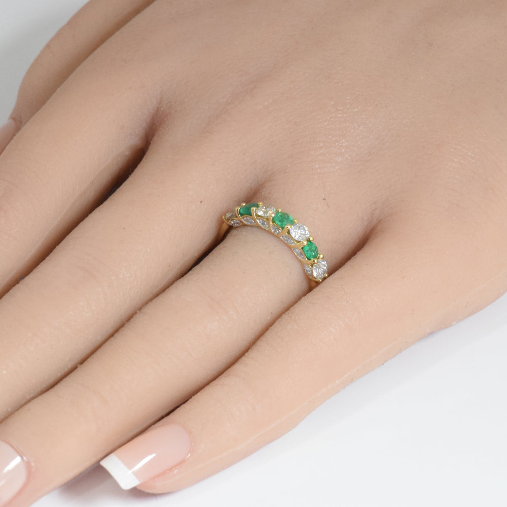 SPECIAL! .90ct G SI 14K Yellow Gold Diamond Emerald Ring Size 6.5