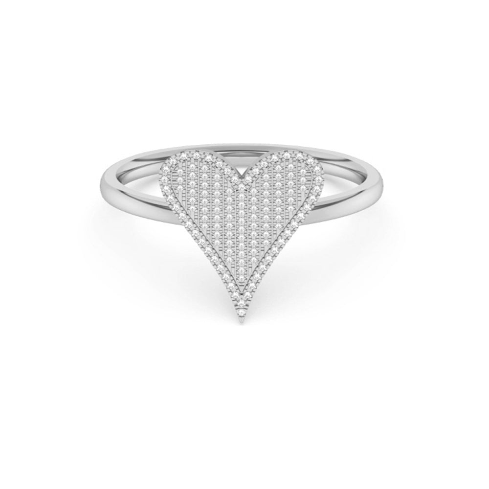 SPECIAL!.20ct G SI 14K White Gold Diamond Heart Band Ring Size 6.5