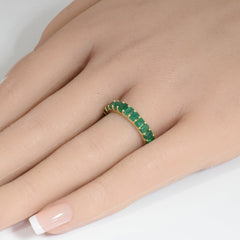 SPECIAL! 2.51ct G SI 14K Yellow Gold Emerald Gemstone Band Ring Size 6.5
