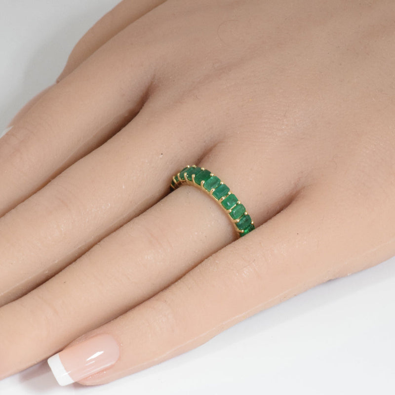 SPECIAL! 2.51ct G SI 14K Yellow Gold Emerald Gemstone Band Ring Size 6.5