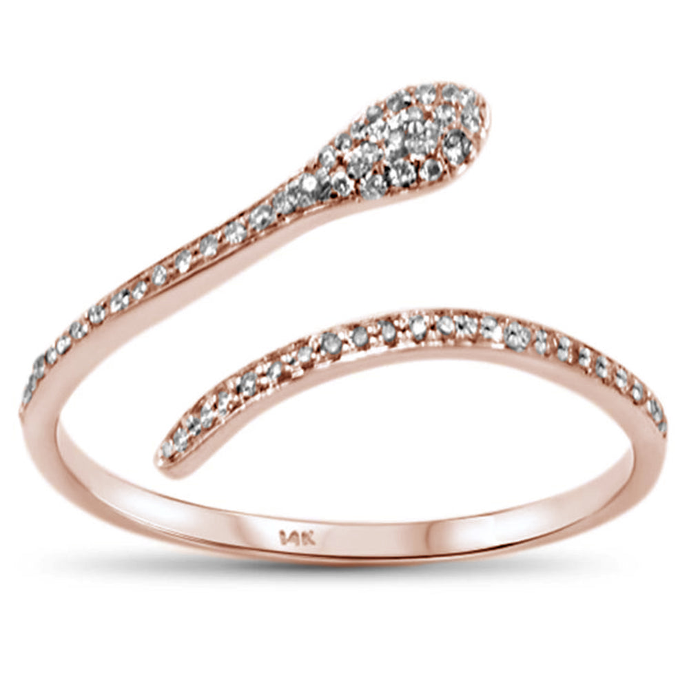 SPECIAL! .13ct 14KT Rose Gold Snake Serpent Trendy Wrap around Diamond Ring