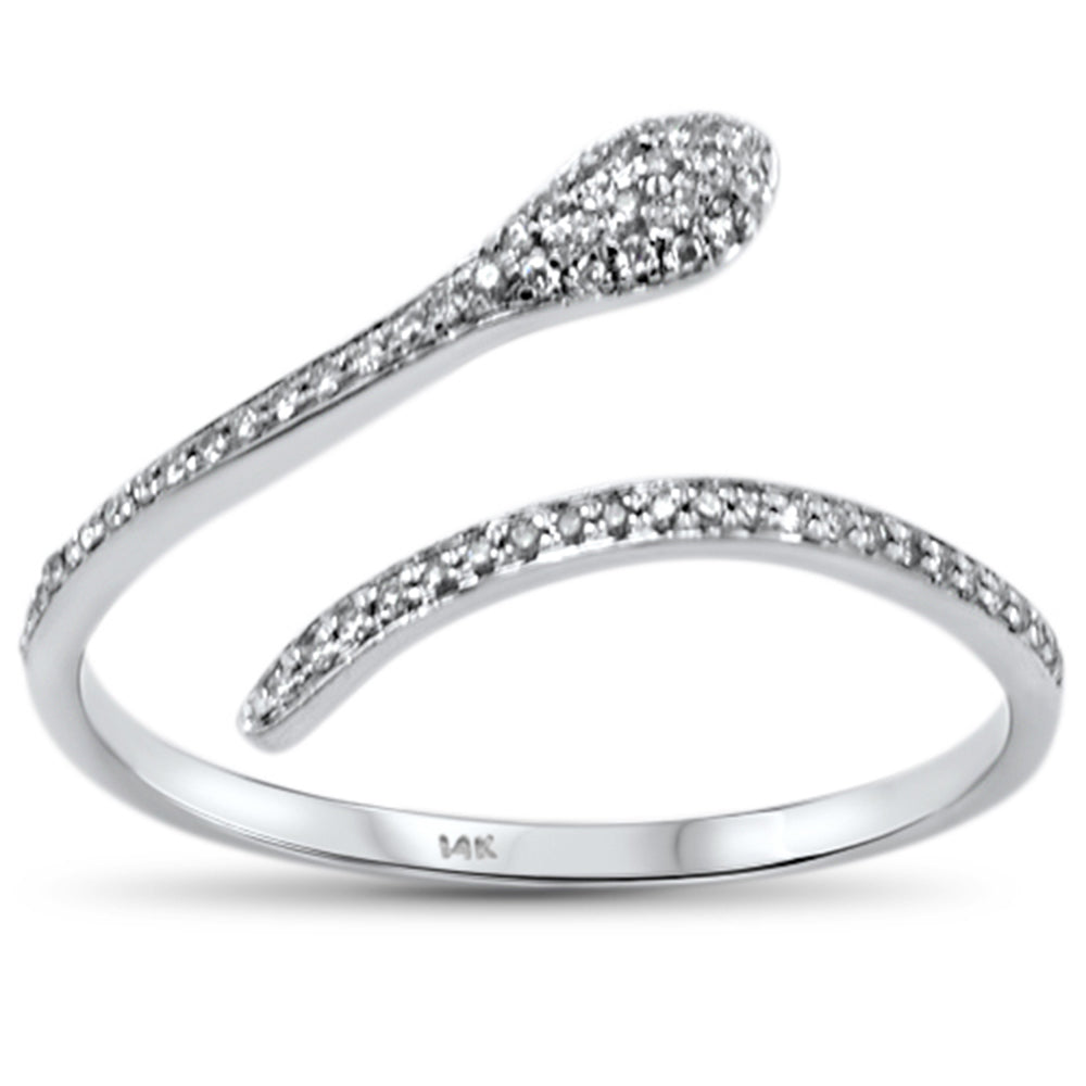 SPECIAL!.15ct 14KT White Gold Snake Serpent Trendy Wrap around Diamond Ring