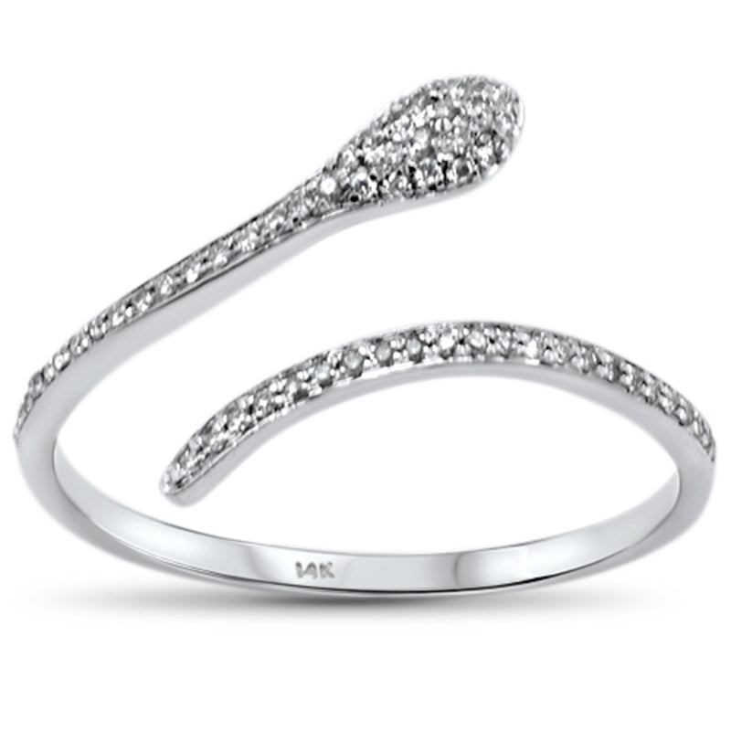 SPECIAL!.15ct 14KT White Gold Snake Serpent Trendy Wrap around Diamond Ring