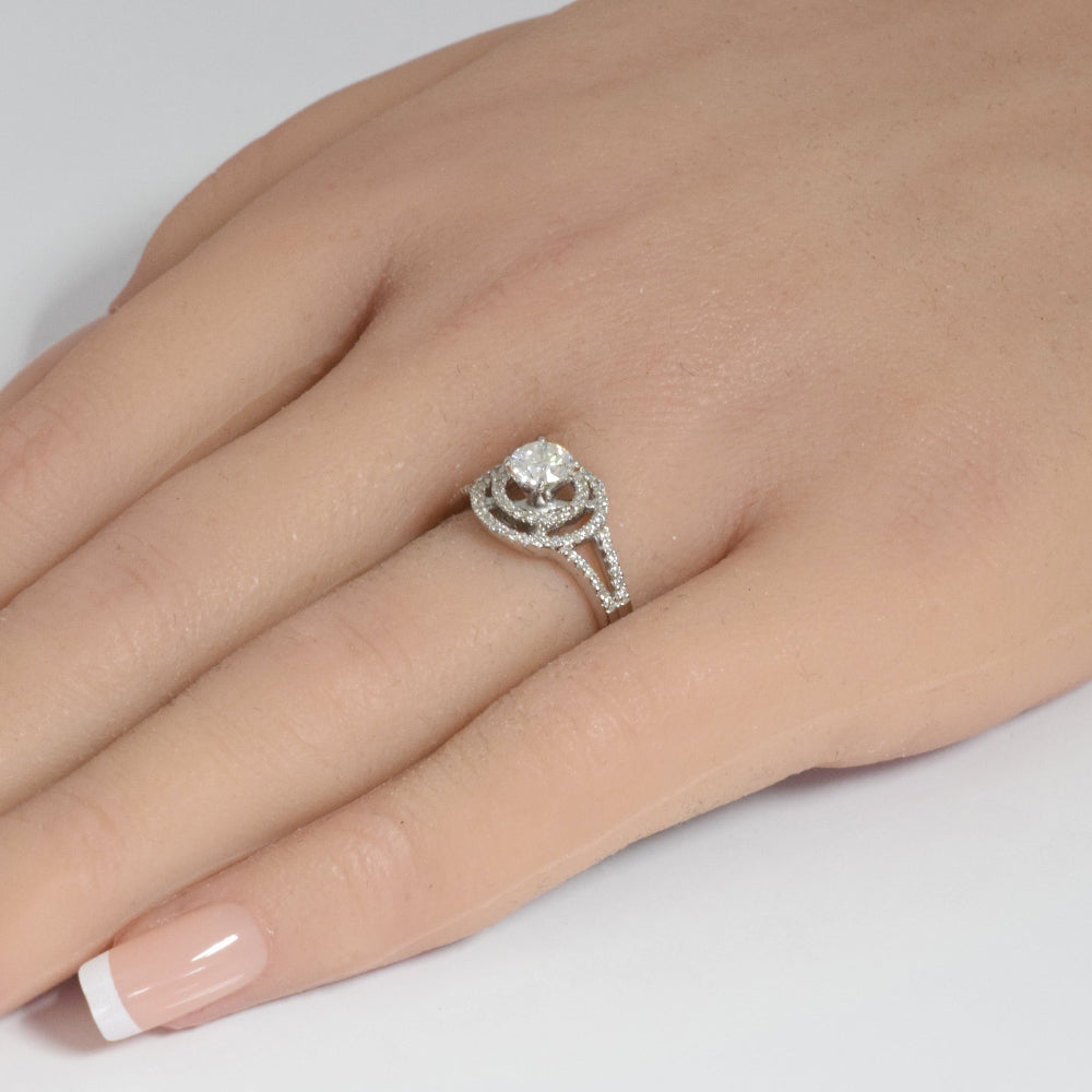SPECIAL! .74ct G SI 14K White Gold Diamond Halo Style Engagement Ring Size 6.5